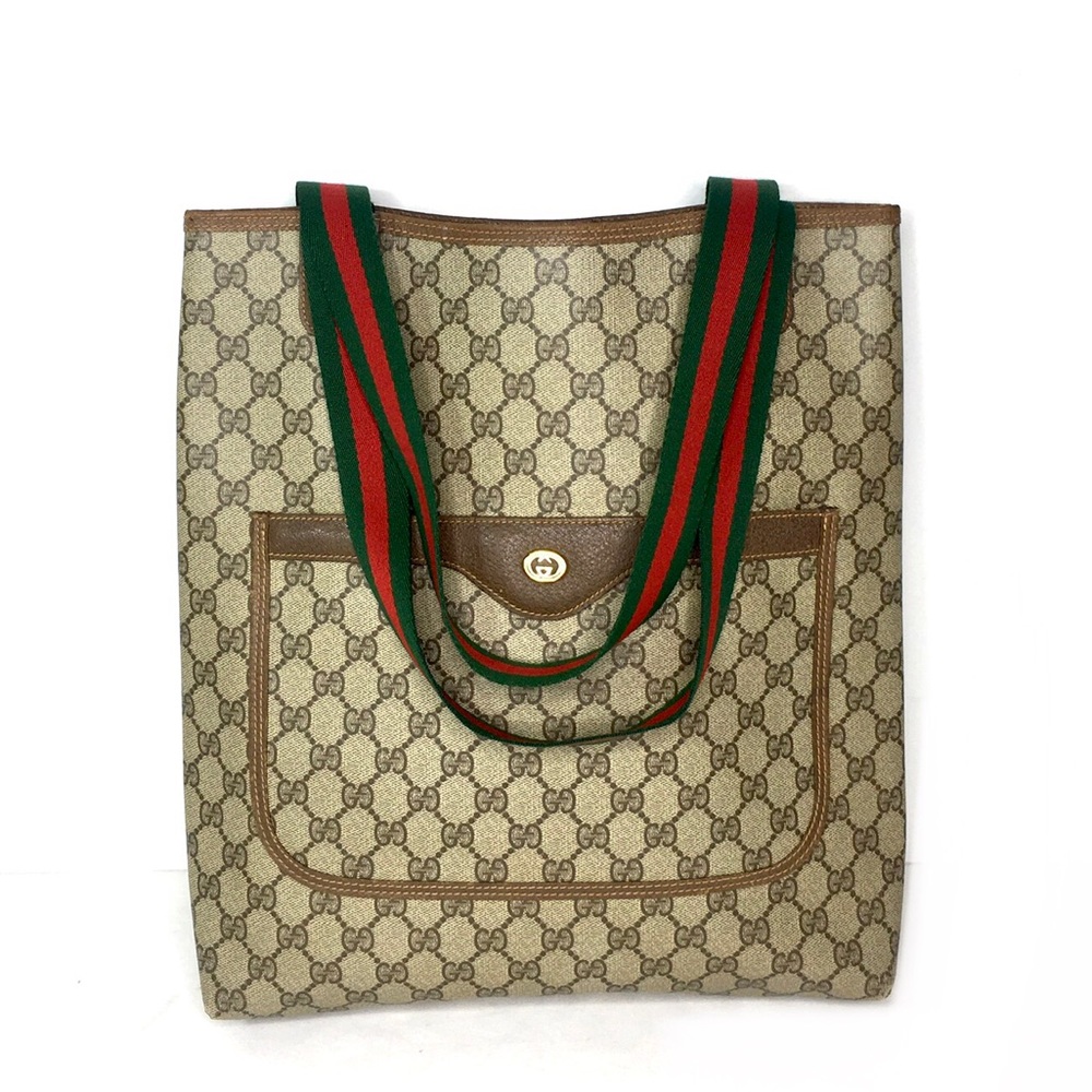 Gucci Tan and Brown Tote Bag with Iconic Design